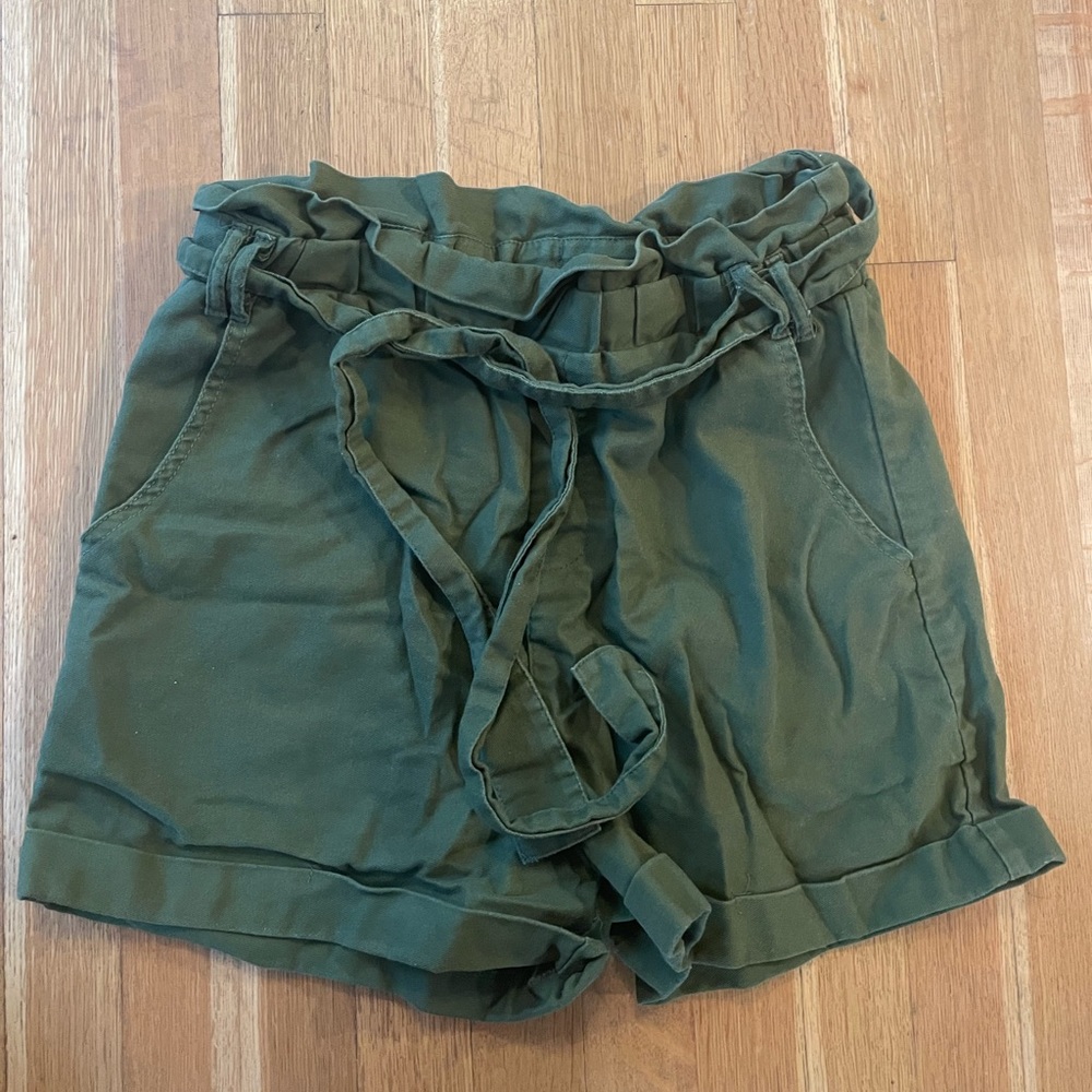 Olive green casual shorts